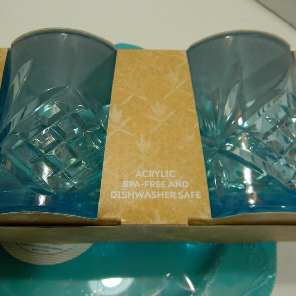 Plastic Plates and Cups/Glasses Blue Turquoise Picnic Ourdoor Reusable NIP - Picture 4 of 4